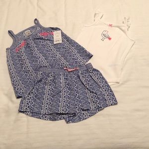 NWT 3 Piece Carter’s Girls Shorts/Tank Outfit